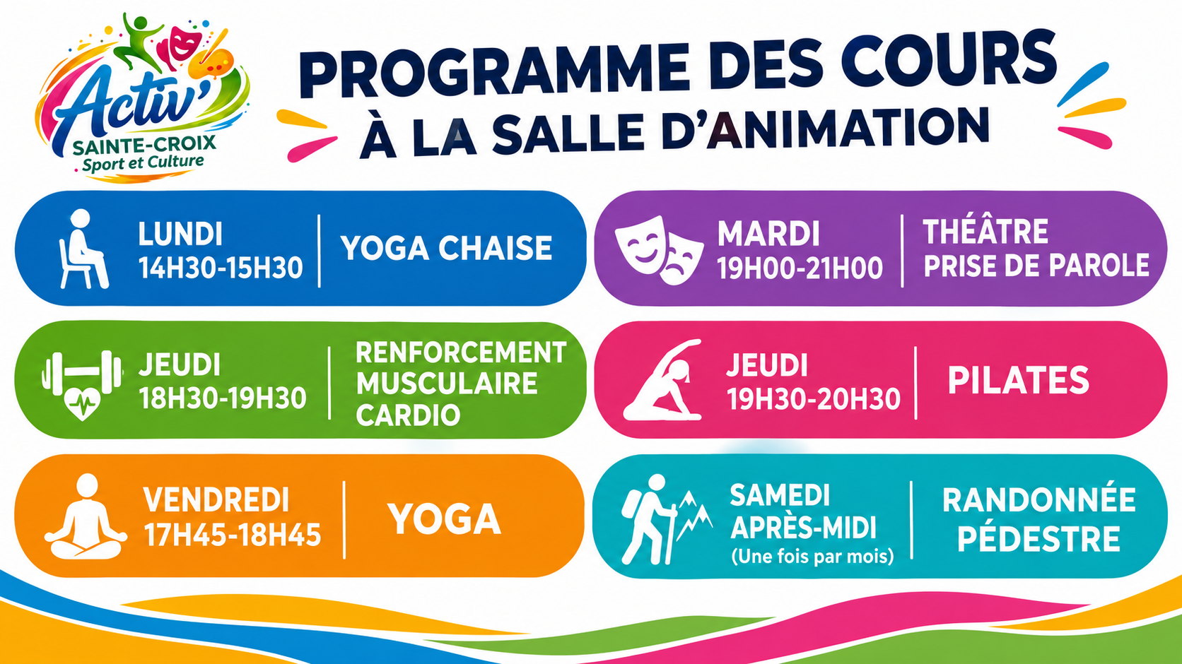 Programme des cours d’Activ’Sainte croix sport et culture 